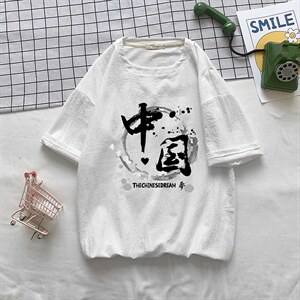YT26134-P30亚麻短袖t恤男大码五分袖男宽松七分袖港风摆拍，男装T恤，电商A040