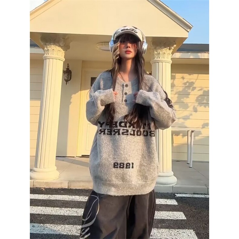 文艺时尚原版质量北极绒毛衣原宿ins气质新款潮流简约日系慵懒，男装针织衫/毛衣，星座506A