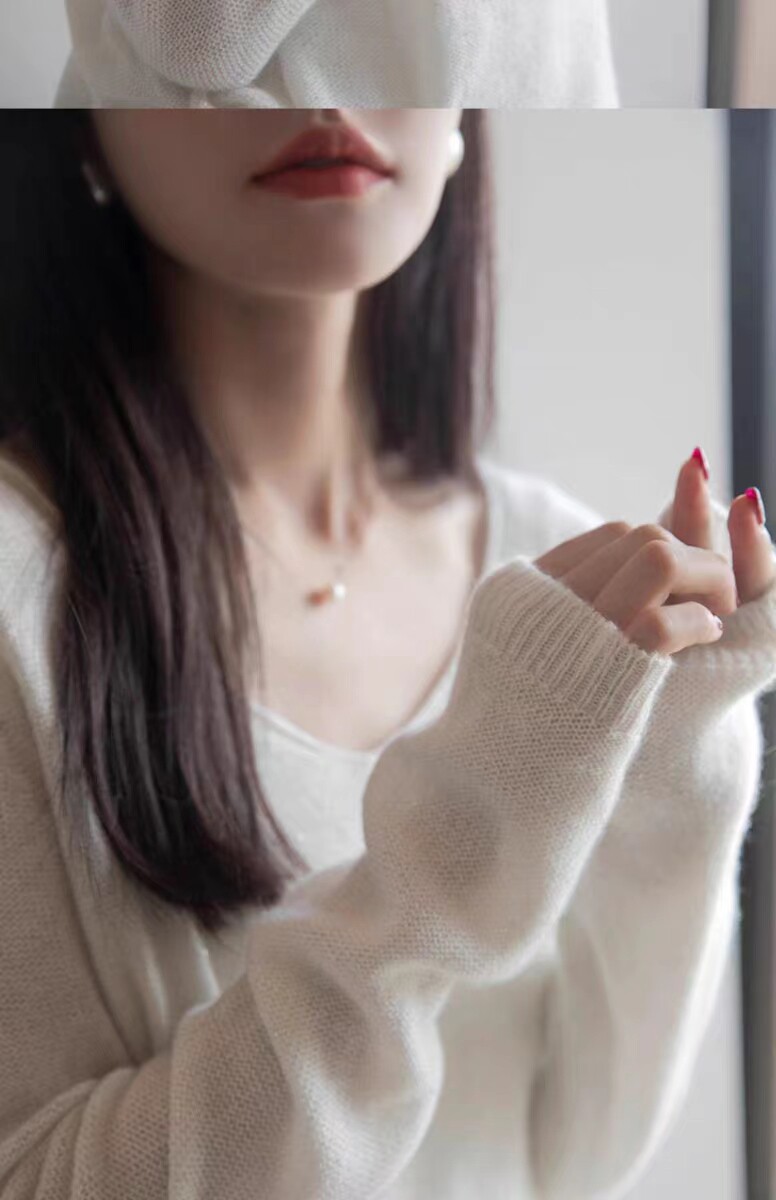 秋冬季新款舒适显瘦时尚百搭纯毛亮丝V领针织衫,女装羊毛衫,恒恩羊绒