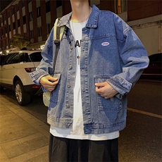 美式水洗牛仔外套潮牌春秋季宽松休闲时尚百搭夹克上衣，男装夹克，星座410-7
