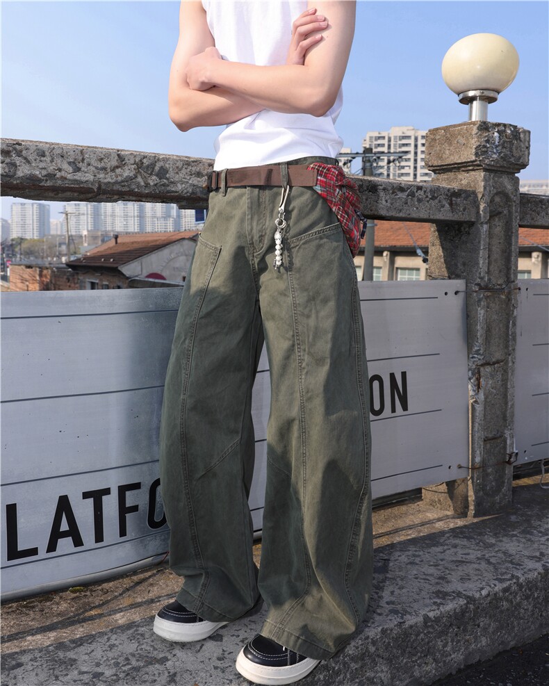 抖音品质春季新款潮流弯刀版型宽松休闲裤B315-K25717-特p48控89,男装休闲裤,电商B315