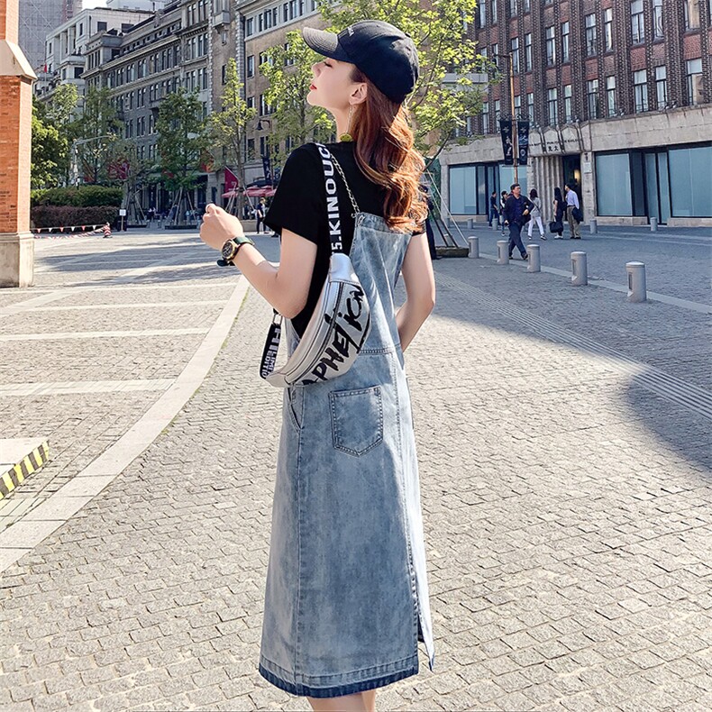 连衣裙背带牛仔舒适宽松2021年夏季简约百搭显瘦修身个性,女装连衣裙,钱塘布衣