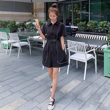 黑色时尚收腰显瘦连体短裤女2025夏季新款高级感小个子百搭连衣裤，女装连衣裙，依依服饰