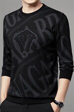 男士长袖加绒上衣男中年圆领休闲印花卫衣男装打底衫2023秋季新款，男装卫衣，电商B212（原钱塘6029）