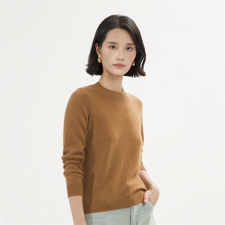 圆领羊绒衫女2024新款纯色套头针织内搭毛衣一线成衣打底衫女秋冬,女装羊绒衫,巾兮羊绒