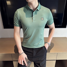2024夏季新款修身短袖POLO衫韩版时尚印花T恤男D8808-p55控85，男装Polo衫，电商D303