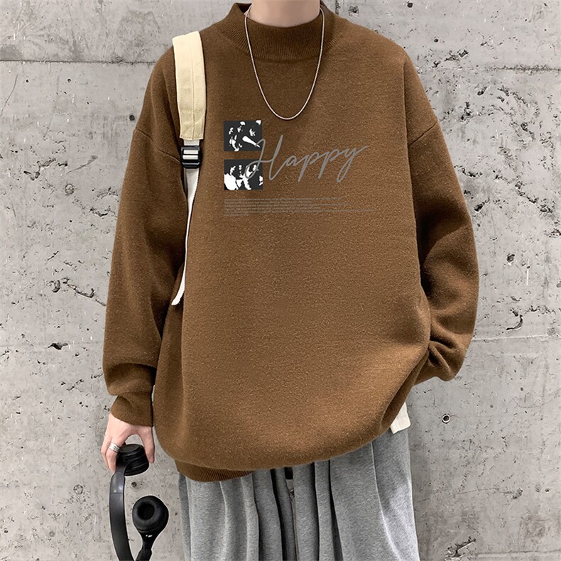 半高领毛衣男大码胖子针织衫毛线衣M18427-P45加绒款-P65,男装针织衫/毛衣,电商A040