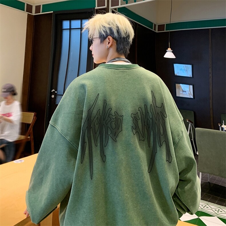 翅膀美式重磅水洗做旧圆领男卫衣大码XZ517A--3-ZH2714-P58,男装卫衣,星座517A-3