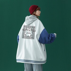 中性风 2022秋季新款设计感潮牌印花宽松棒球服夹克G95--p65控88图片