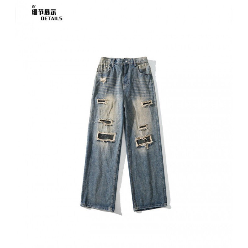 美式街头水洗做旧破洞牛仔裤男欧美高街vibe风长裤子NZ001-P60,男装牛仔裤,星座308B-2