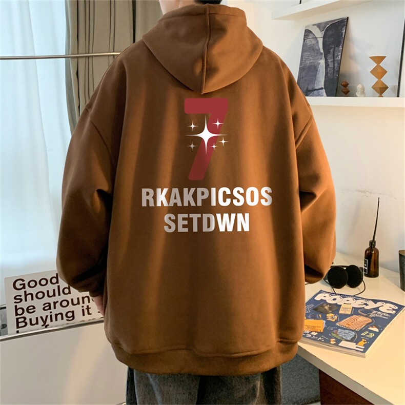 抖音品质23/秋季320G华棉男士连帽大码印花卫衣WYH3246-P45控68,男装卫衣,电商B370