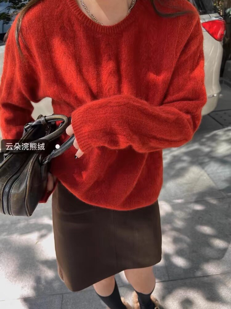 秋冬新款羊毛衫女圆领毛衣长袖保暖套头针织打底衫,女装羊毛衫,思途羊绒