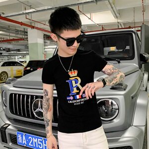 社会风精神小伙网络红人爆款高品质刺绣Logo修身短袖LT28002图片