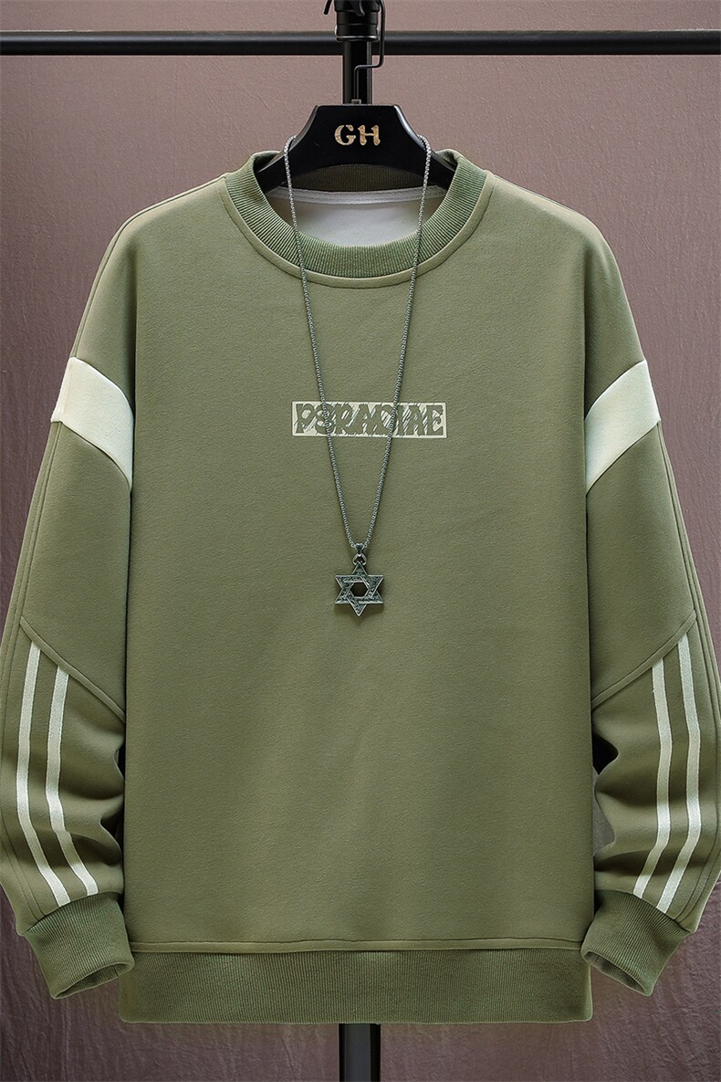 秋冬男士休闲时尚圆领60棉拼接套头卫衣打底衫X317-P47-加绒P52,男装T恤,星座310B-3