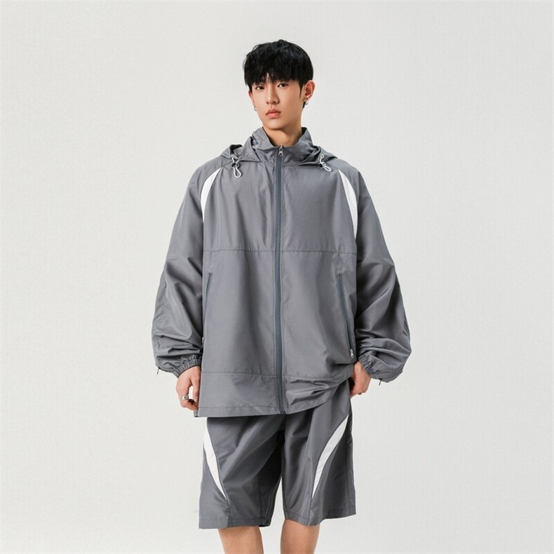 拼色双拉链抽绳外套运动复古休闲两件套男 A406 TZ2678 特P78图片