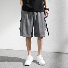 7XL-M条纹工装短裤男夏季新款胖子痞帅宽松直筒五分裤加肥加大码，男装休闲裤，钱塘717(原712)