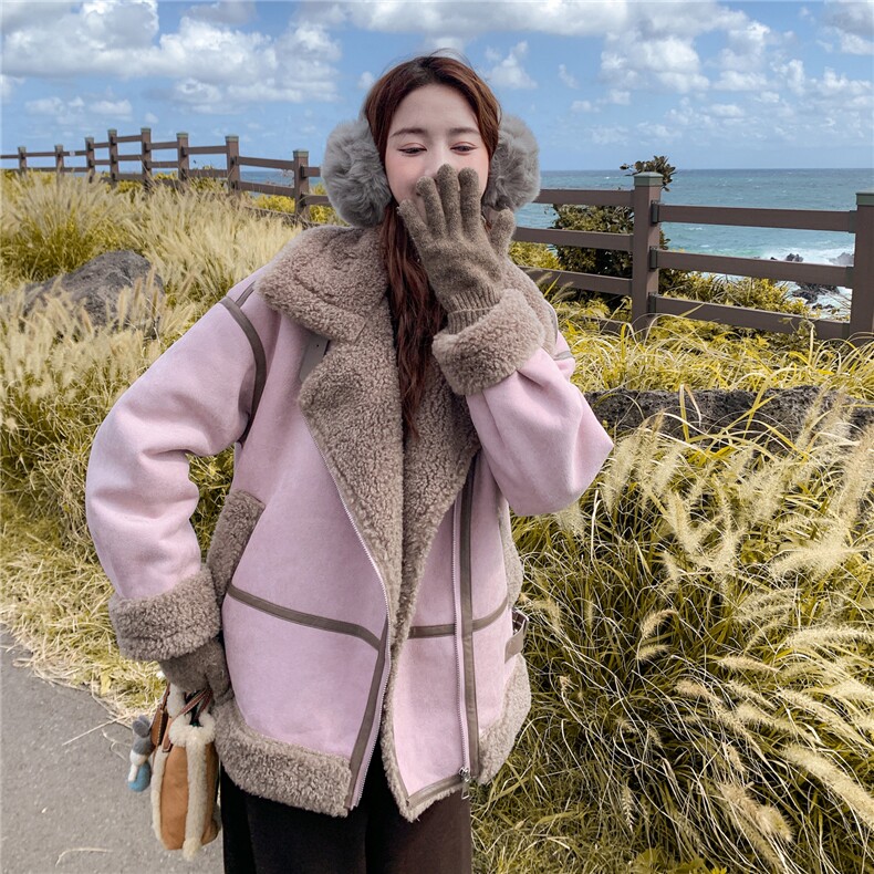 新款2025冬季韩系皮毛一体外套7832-P220-K328,女装短外套,2C057