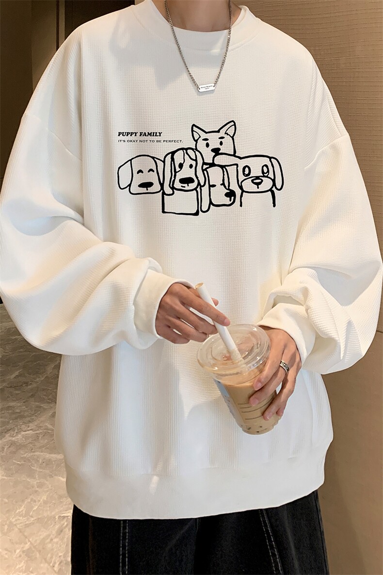 5XL华夫格卫衣男大码胖子圆领长袖t恤HW76404-P30加绒款-P40,男装卫衣,电商A040