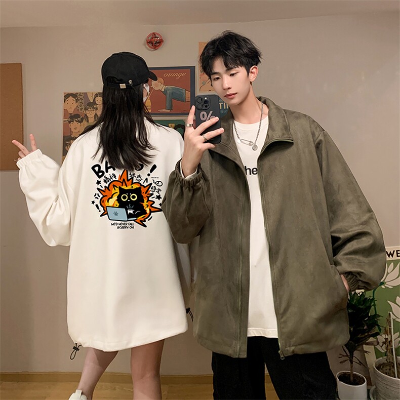 麂皮绒夹克男大码立领褂子外套JK85405-P68加绒款-P78,男装夹克,电商A040