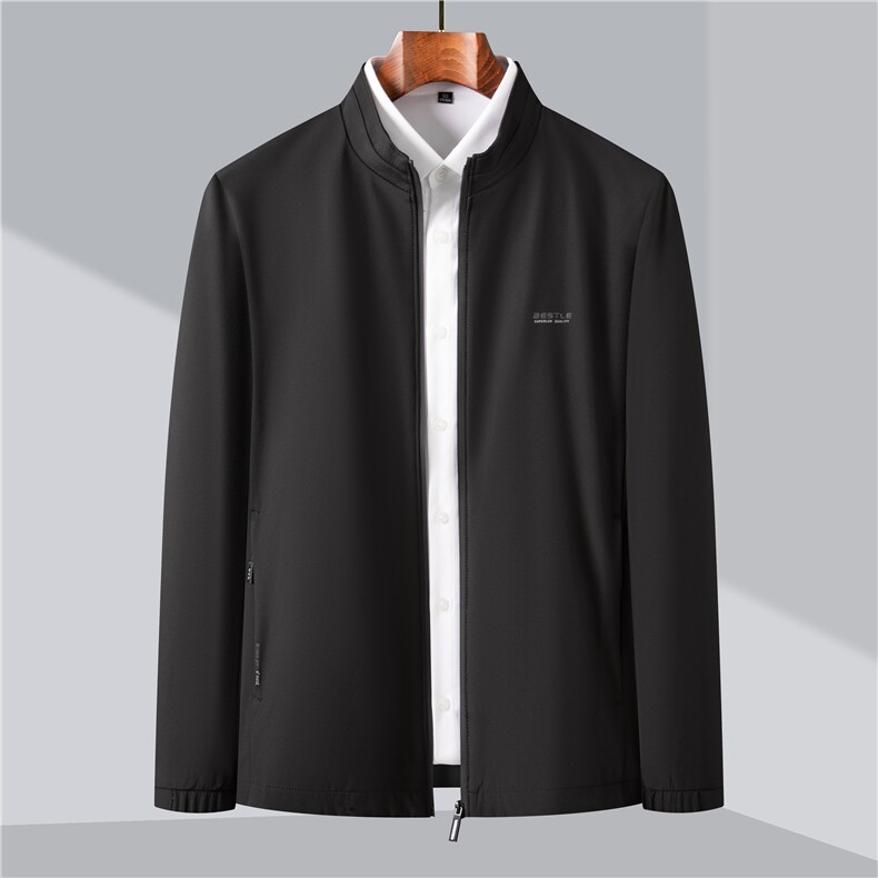 新款男士外套春秋装上衣立领直筒型中老年开衫爸爸夹克衫，男装夹克，钱塘6003（原4033）