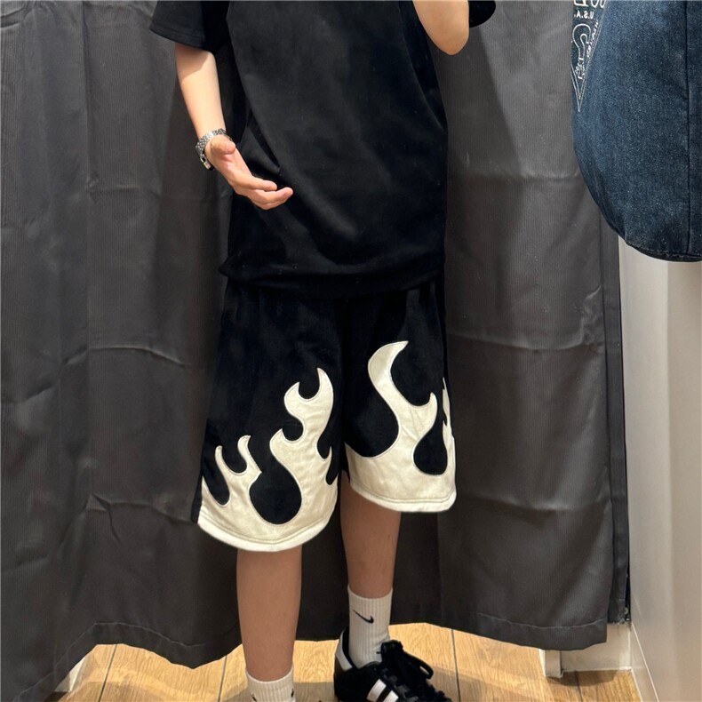 W327-P322025夏季新款灯芯绒激光刺绣休闲短裤男女情侣,男装牛仔裤,星座911-1