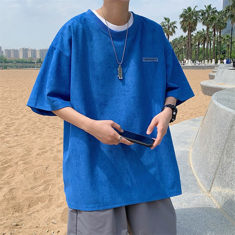 2023夏季新款韩版宽松百搭上衣纯色T恤衫潮流圆领衣服T1024-P30,男装T恤,星座512-2