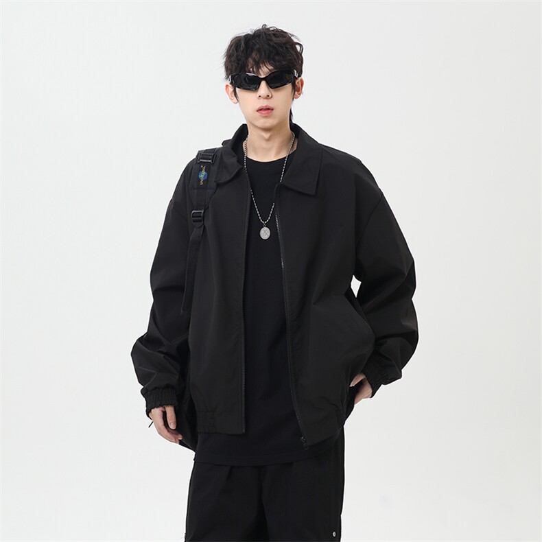 春季新款港风日系复古纯色短款翻领夹克外套XZ213-JK10-P60控98,男装夹克,星座213