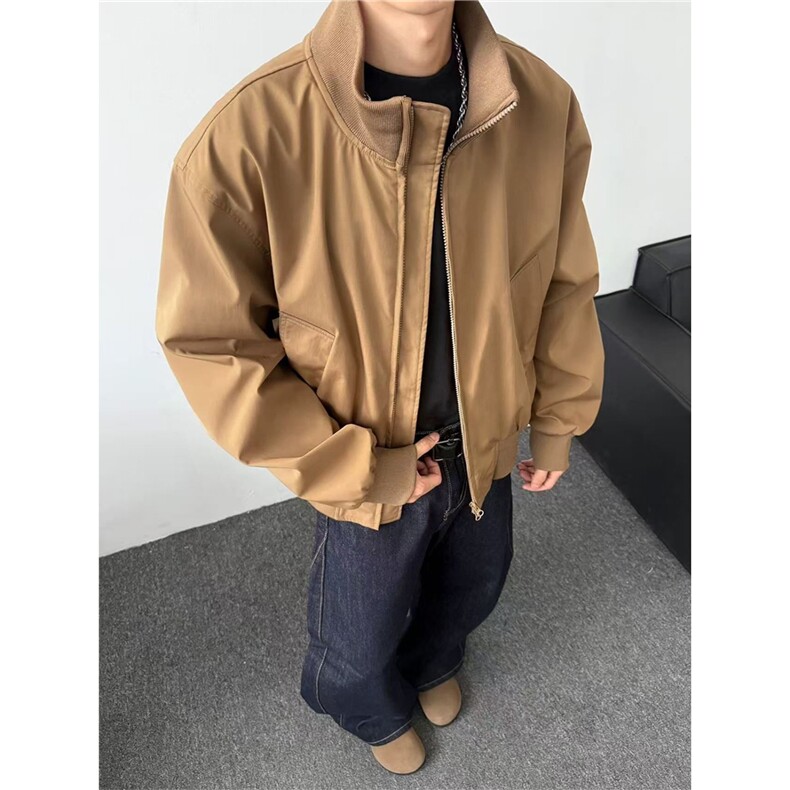 美式复古飞行员夹克男短款简约立领痞帅棒球服外套JZ7705,男装夹克,星座516A