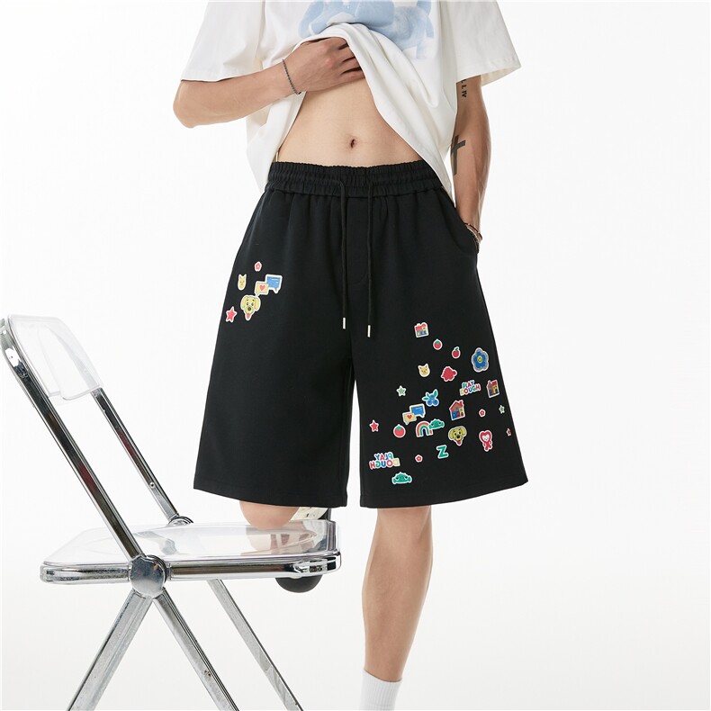 抖音品质夏季新款宽松休闲卡通印花短裤B315-K25518-特p30控58,男装牛仔裤,电商B315