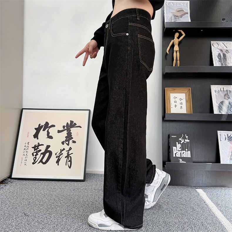 CK05/P68控98秋季中性风复古洗水百搭松弛休闲牛仔裤男女可穿黑首,男装牛仔裤,星座305B-1