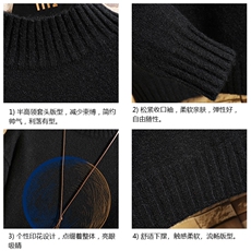 半高领毛衣男士大码针织衫男毛线衣男网格M18330-P45加绒款-P65，男装针织衫/毛衣，电商A040A