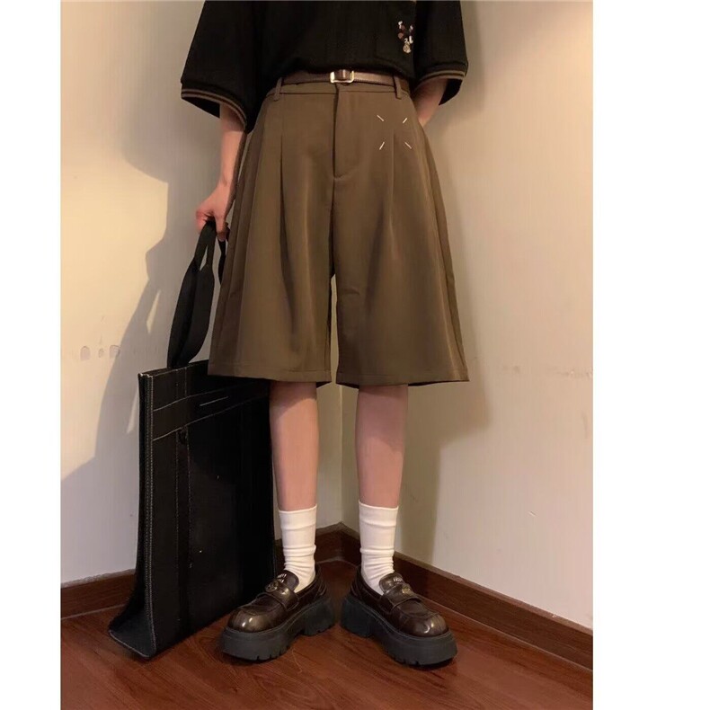 夏季潮牌日系复古简约纯色休闲西裤宽松阔腿短裤五分裤男女学院风,男装西裤,星座218-1（原230）