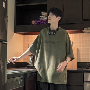 男百搭美式短袖百搭钢印立体做旧T恤B225-T9213-P53-X68-压花图片