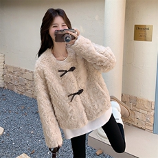 小个子高级感棉服2025秋冬季圆领毛茸茸皮毛一体加厚短款外套女，女装短外套，2C230