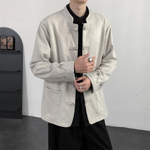 2026春装新中式复古盘扣唐装夹克外套麂皮绒质感中山装2521-P128