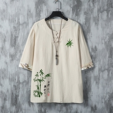 男士衬衫五分袖衬衣中袖印花立领唐装风XZ1512-240923-P35，男装衬衫，星座1512