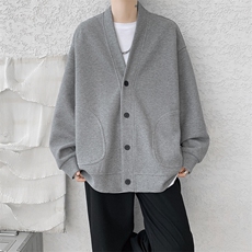 8XL-M春季开衫V领卫衣男港风日系慵懒风痞帅长袖上衣服外套KS001，男装卫衣，电商B312