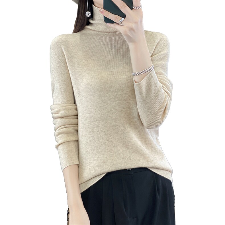 秒杀一线成衣抽条堆堆领精纺衫女薄款针织衫打底衫毛衣,针织衫/毛衣,暖烁羊绒