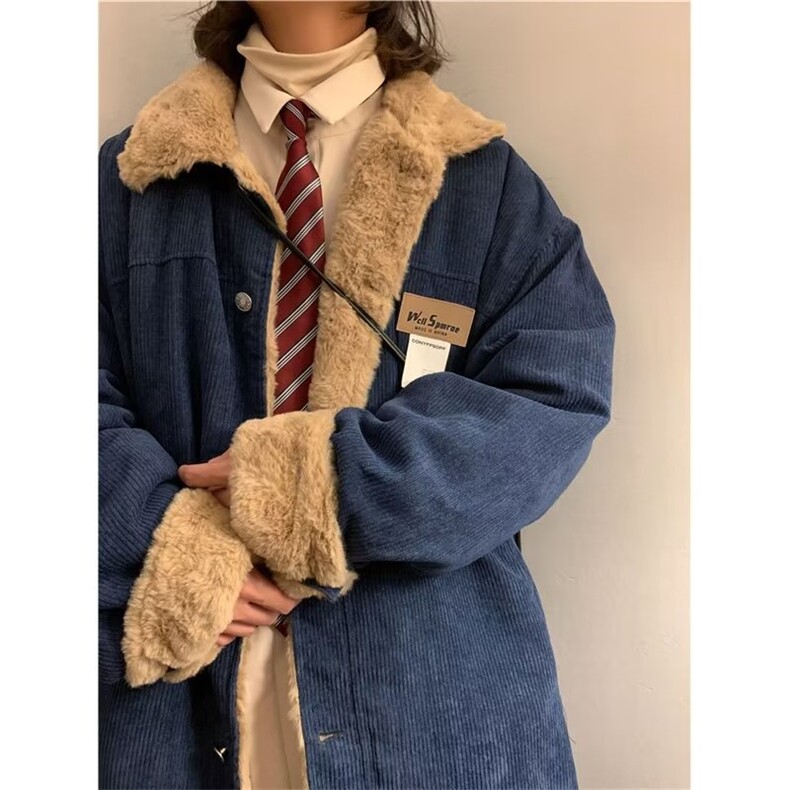 日系复古灯芯绒棉服羊羔毛外套男冬季加厚设计感棉袄潮VY571-P78,男装棉衣,星座1008-1