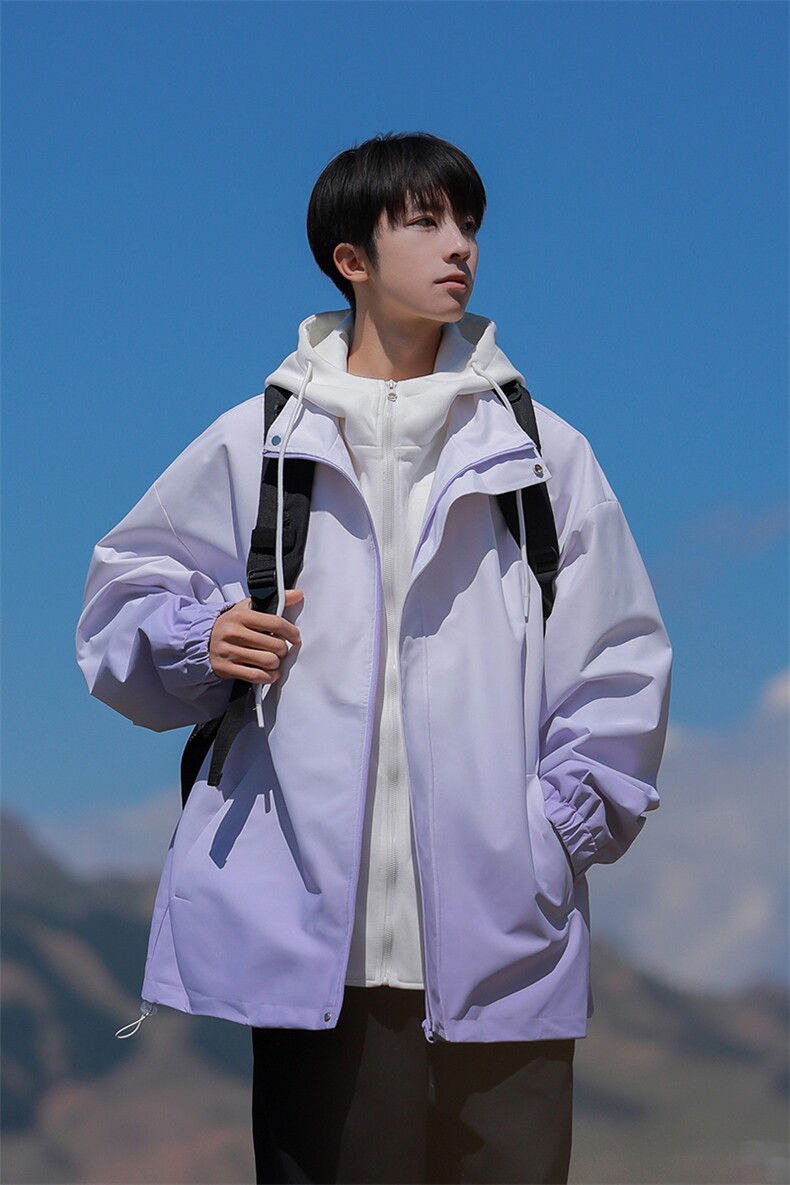 JK7833-P782025秋季新款渐变假两件连帽防水宽松夹克,男装夹克,星座109-1