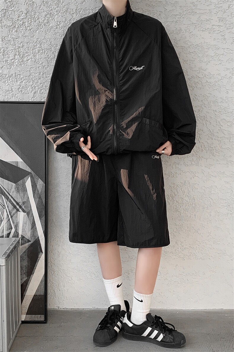 8XL-M特大码冰丝防晒服短裤套装男户外防晒衣运动外套潮TZ102P65,男装防晒衣,电商D206-1