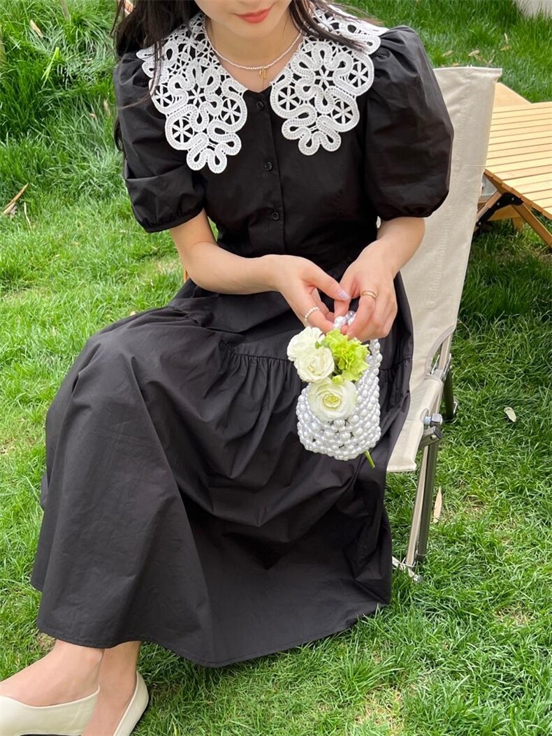 IMIZ｜NEW蕾丝领连衣裙op，女装连衣裙，IMIZ