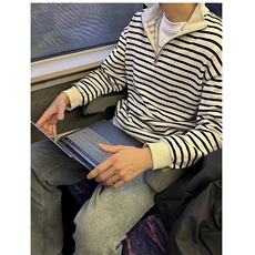 ins条纹半高领卫衣潮原宿新款青少年时尚气质潮流简约文艺套头，男装卫衣，星座506A