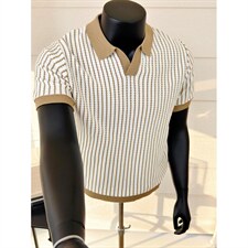 夏季针织冰丝肌理感老钱V领短袖K86012-P55，男装T恤，星座1012-1