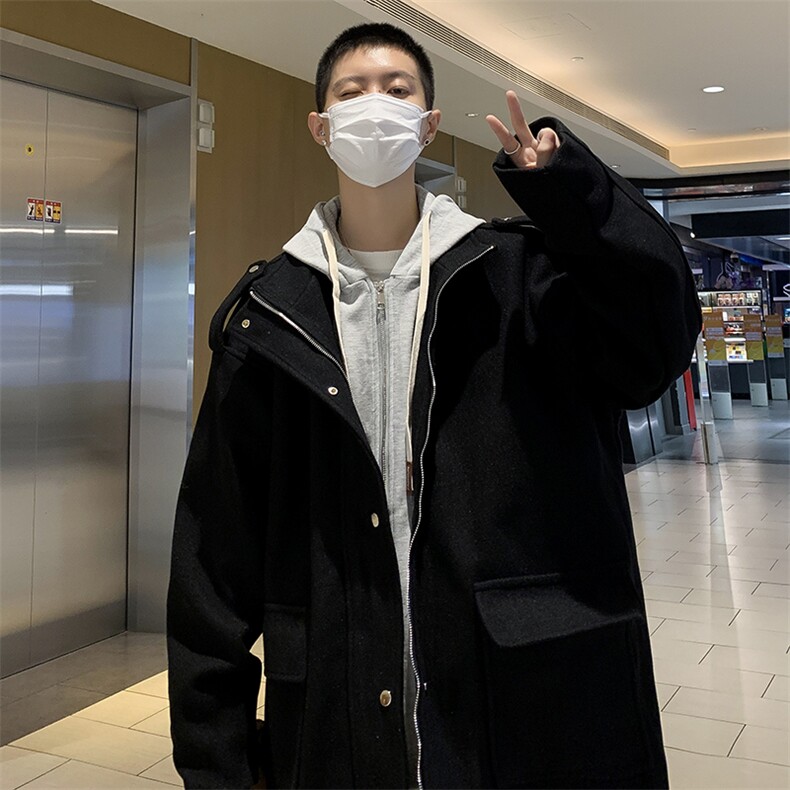 假两件毛呢外套男好潮流工装帅2023冬季新款ins外套夹克W5270-P73,男装毛呢大衣,星座412-2