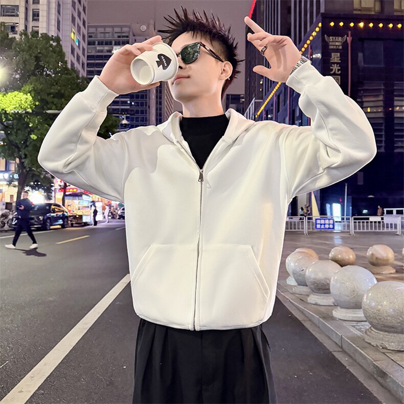拉链开衫卫衣男款宽松oversize外套男士运动衫秋冬季8023-P58控88,女装短外套,电商C208