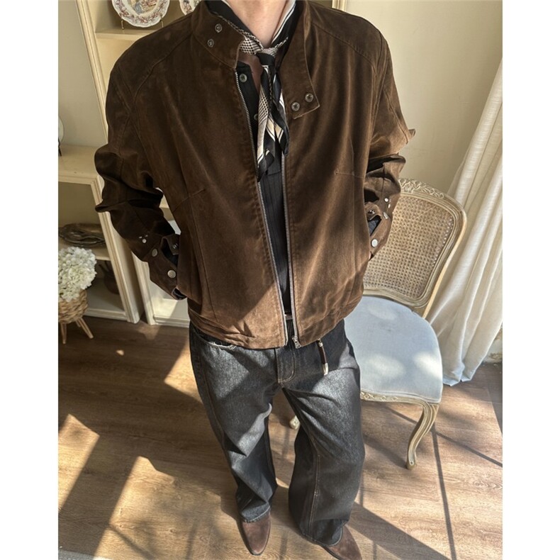 网图春季短毛反绒哈灵顿短版高品质宽松夹克外套男,男装夹克,星座410-6（原星座1304-1）