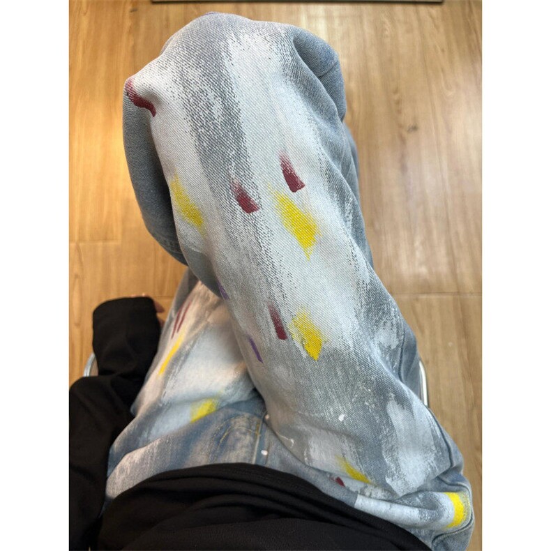 【有货】CK200CC-特P45 复古彩色涂鸦做旧水洗宽松牛仔裤男图片