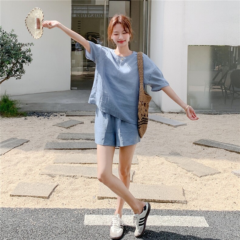 现货新款苎麻短裤套装浙宝217-1025-155-238,女装套装/套裙,浙宝217