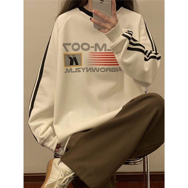 1中性风印花字母图案袖子三杠织带大码M-5XL卫衣男WY77762P48控68,男装卫衣,星座226-2